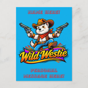 Wilde Westie Cowboy Hond Feestdagenkaart