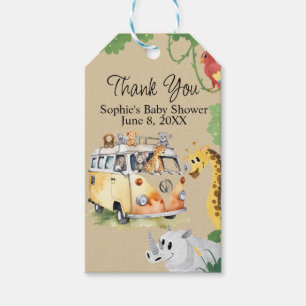Wilde Wielren Safari Dieren Camper Bus Baby Borrel Cadeaulabel