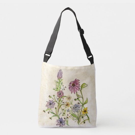 Wilde wilde bloemen crossbody tas (Voorkant)