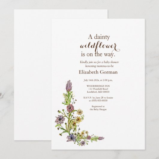 Wilde wilde bloemen kaart (Voorkant / Achterkant)