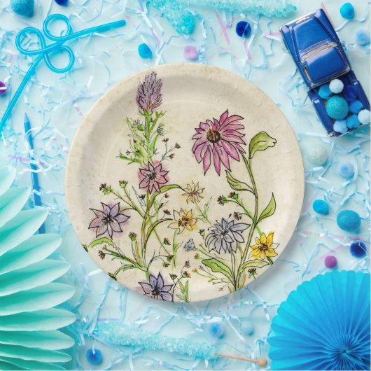 Wilde wilde bloemen op een papieren bord (Feest)