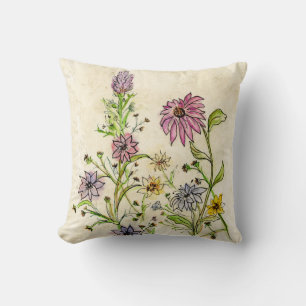 Wilde wilde bloemen op een Sierkussen