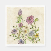 Wilde wilde bloemen op papier servet (Voorkant)