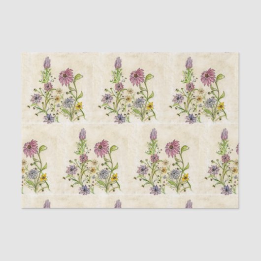 Wilde wilde bloemen op tissuepapier (Voorkant)