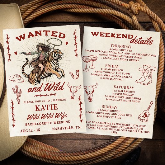 Wilde Wilde Vrouw Bruidsmeisje Weekend Itinerarium Kaart