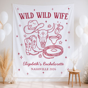 Wilde Wilde Vrouw Western Bachelorette Feest Wandkleed