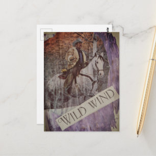 Wilde Wind Retro Cowboy en Paard Briefkaart