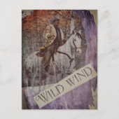 Wilde Wind Retro Cowboy en Paard Briefkaart (Voorkant)