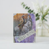 Wilde Wind Retro Cowboy op Paars Briefkaart (Staand voorkant)
