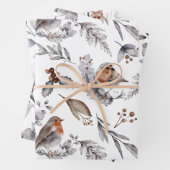 Wilde wintervogels Fox lekt botanisch Inpakpapier Vel (In situ)