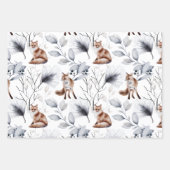 Wilde wintervogels Fox lekt botanisch Inpakpapier Vel (Voorkant 3)