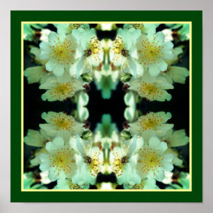 Wilde Witte Klimrozen Bloemstuk Abstract Poster