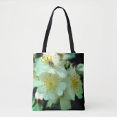 Wilde Witte Klimrozen Close-up Tote Bag (Voorkant)