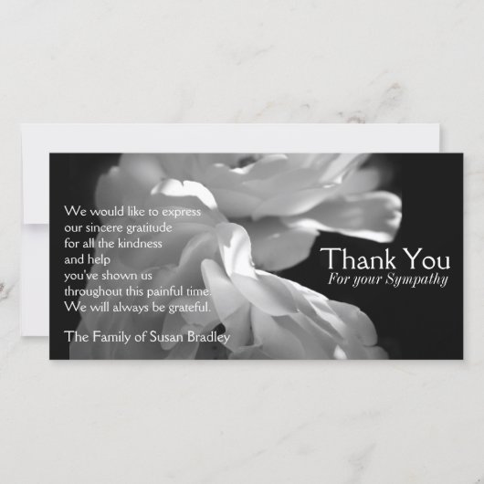 Wilde Witte Rozen 1 Condoleance Dank Je Bedankkaart (Voorkant)