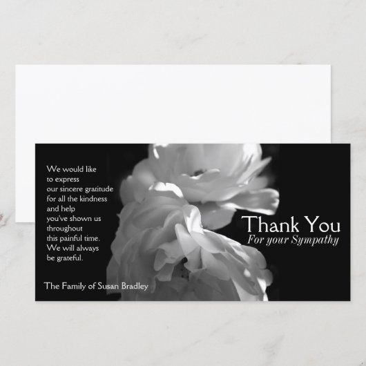 Wilde Witte Rozen 2 Condoleance Bedankt (Voorkant / Achterkant)