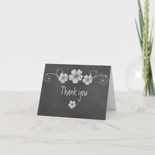 Wilde witte rozen Chalkboard Hartelijk dank Bedankkaart (Voorkant)