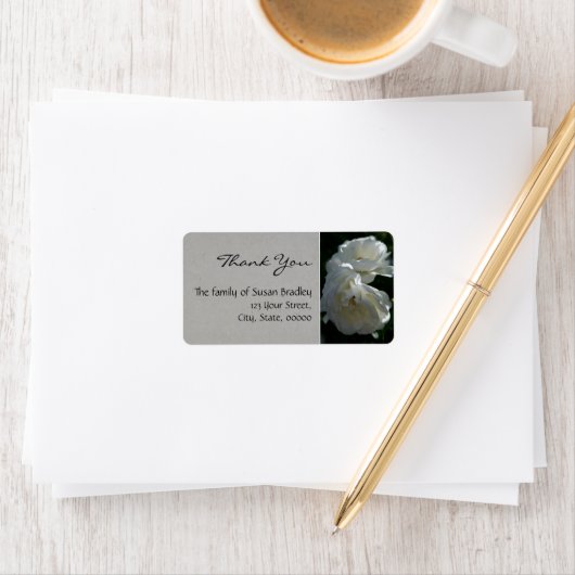 Wilde witte rozen Dank u Etiket 1 (Insitu)