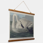  wilde witte trompetzwaan hangend wandkleed (Gebogen)