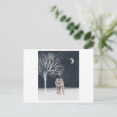 Wilde wolf geschilderd in waterverf tijdens de win briefkaart (Staand voorkant)