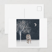 Wilde wolf geschilderd in waterverf tijdens de win briefkaart (Voorkant / Achterkant)