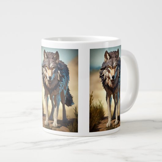 wilde wolf grote koffiekop (Voorkant rechts)