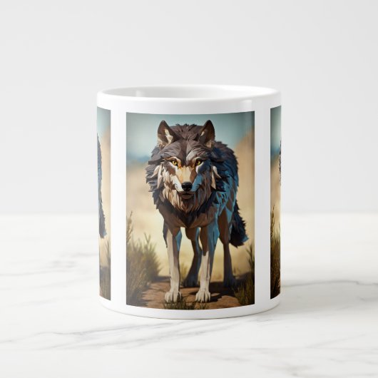 wilde wolf grote koffiekop (Voorkant)
