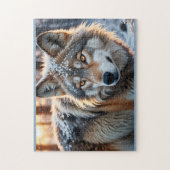 Wilde wolf in de winter legpuzzel (Verticaal)