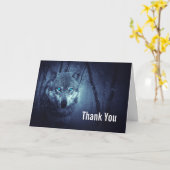 Wilde Wolf met Mooie Blauwe Ogen Dank Je Kaart (Gele Bloem)