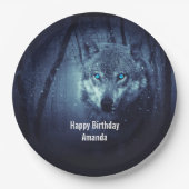 Wilde Wolf met prachtige blauwe ogen Birthday Papieren Bordje (Voorkant)