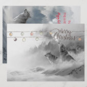 Wilde wolven in sneeuwkerst in het wild feestdagenkaart (Voorkant / Achterkant)