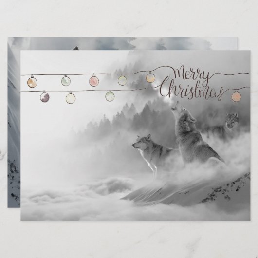 Wilde wolven in sneeuwkerst in het wild feestdagenkaart (Voorkant / Achterkant)