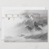 Wilde wolven in sneeuwkerst in het wild feestdagenkaart (Voorkant)