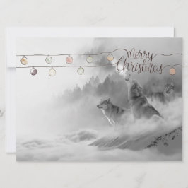 Wilde wolven in sneeuwkerst in het wild feestdagenkaart