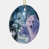 Wilde wolven van Majestic in het bos Keramisch Ornament (Rechts)