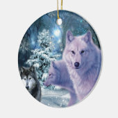 Wilde wolven van Majestic in het bos Keramisch Ornament (Links)