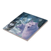 Wilde wolven van Majestic in het bos Tegeltje (Zijkant)