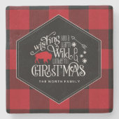 Wilde Wonderful Kerstrode Buffalo Pset ID604 Stenen Onderzetter (Voorkant)