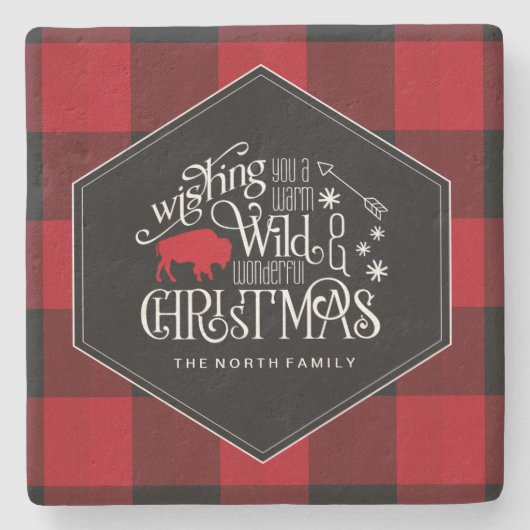 Wilde Wonderful Kerstrode Buffalo Pset ID604 Stenen Onderzetter (Voorkant)