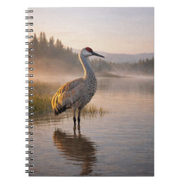 Wilde Zandheugelkraan Serene Natte Landschap Scene Notitieboek