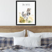Wilde Zebra Canvas Afdruk (Insitu (Slaapkamer))