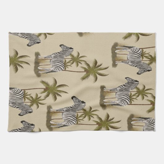 Wilde Zebra- en palmbomen Theedoek (Horizontaal)