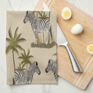 Wilde zebra & palmbomen theedoek