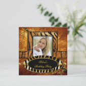 Wilde Zebra Tiger Caramel Birthday Party Kaart (Staand voorkant)