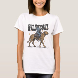 WILDE ZIEL Cowgirl rijdt jachtluipaard Vintage ont T-shirt