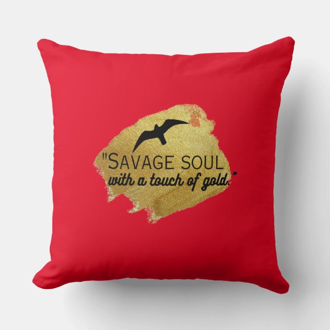 "Wilde ziel met een vleugje goud." Kussen (Voorkant)