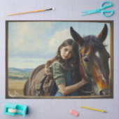 Wilde zigeunerin met haar paard tissuepapier (Craft)
