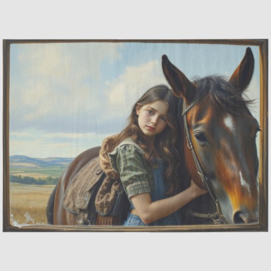 Wilde zigeunerin met haar paard tissuepapier (Voorkant)