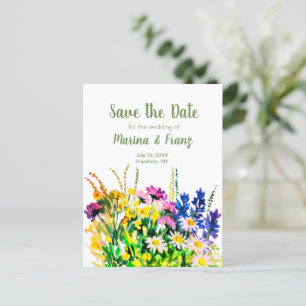 Wilde zomerbloemen, behalve de datum aankondigingskaart