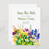 Wilde zomerbloemen, behalve de datum aankondigingskaart (Voorkant / Achterkant)