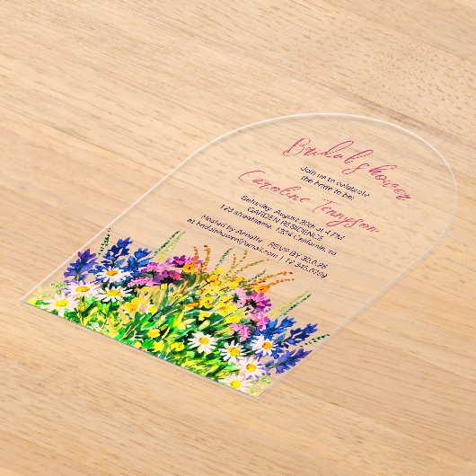 Wilde zomerbloemen, bruidsuitnodiging acryl uitnodigingen (Laagn)